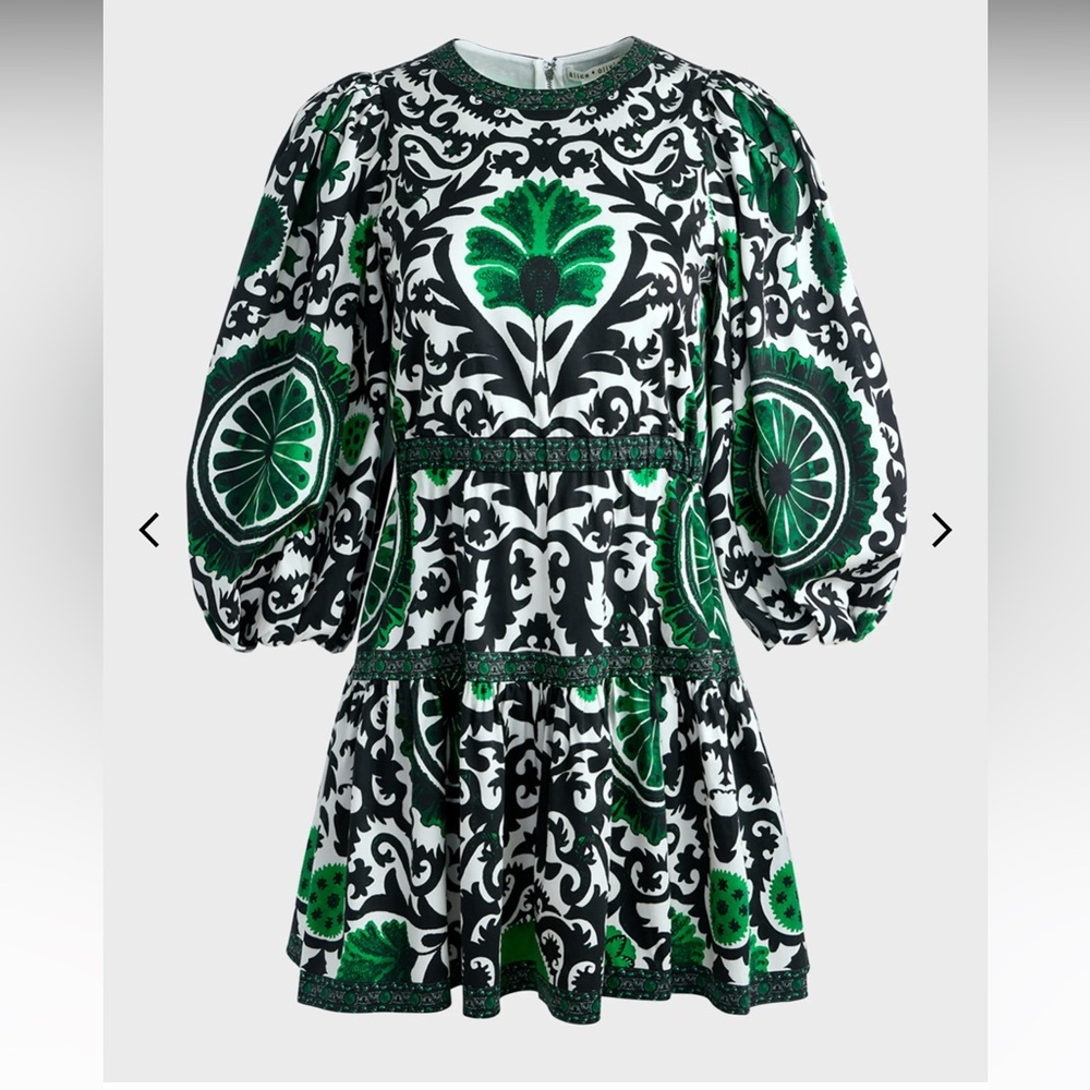 Alice + Olivia Shayla Pleated-Sleeve Tiered Mini Dress-Size 4